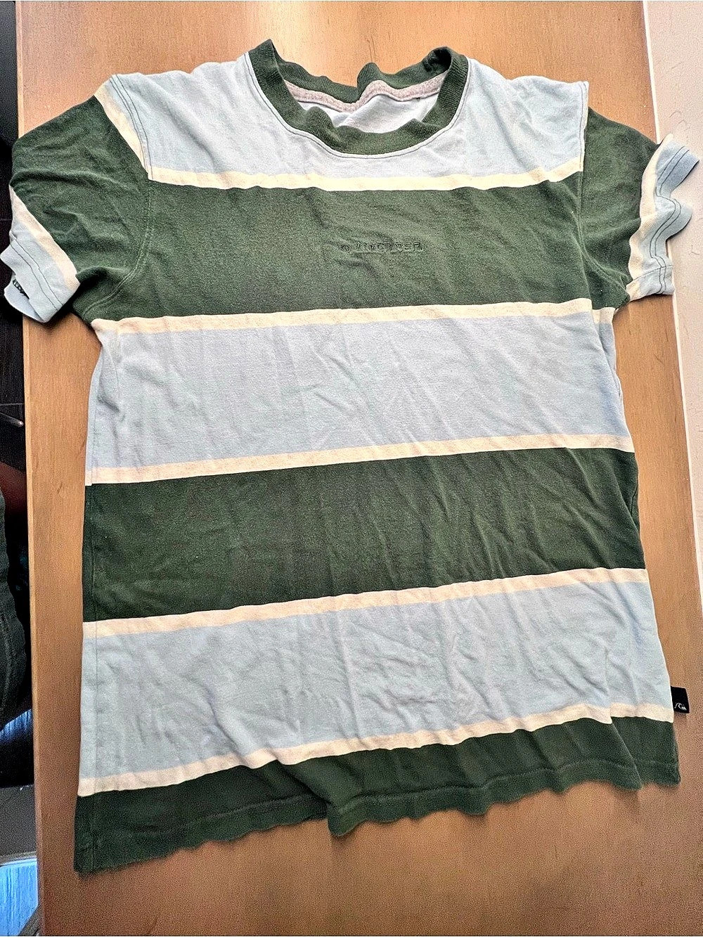 Quicksilver Striped Short Sleeve Tee in Green & Blue